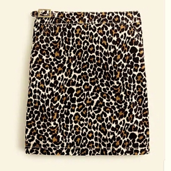 NWT J. Crew Corduroy Animal Print Mini Skirt w/Buckle Size 0 Black/Brown - Picture 6 of 15
